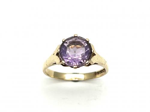 9ct Yellow Gold Amethyst Solitaire Ring