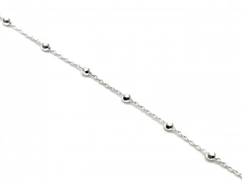 Silver Rolo & Bead Bracelet 7 Inch