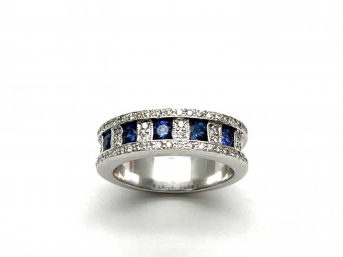 9ct Sapphire & Diamond Pave Ring