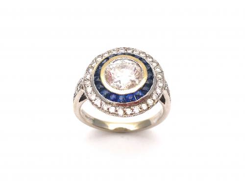 18ct Sapphire & Diamond Cluster Ring 1.50ct