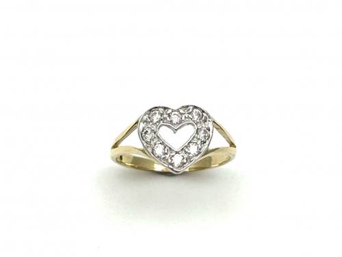 9ct Yellow Gold Babies Cut-Out Heart CZ Ring