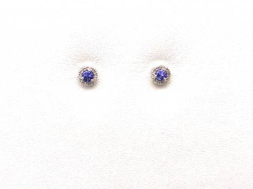 9ct White Gold Diamond & Tanzanite Earrings