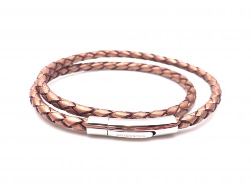 Leather Double Wrap Bracelet Steel Magnetic Clasp