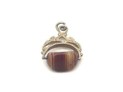 9ct Yellow Gold Agate Fob Charm
