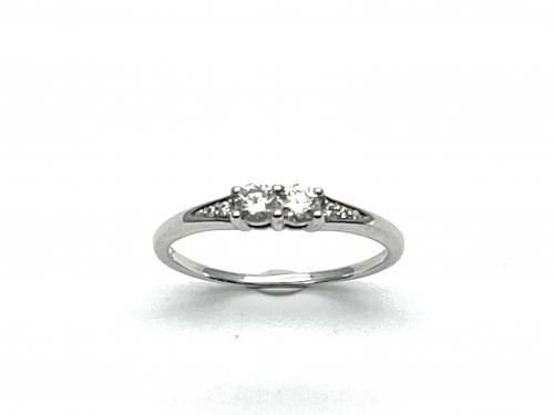 9ct White Gold Diamond 2 Stone Ring