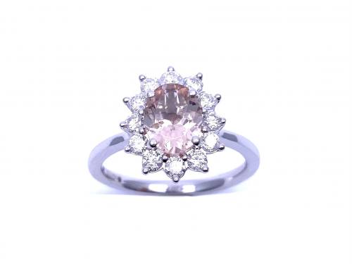 18ct Morganite & Diamond Cluster Ring