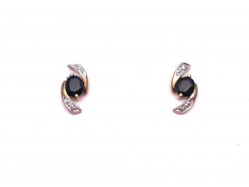 9ct Sapphire & Diamond Stud Earrings
