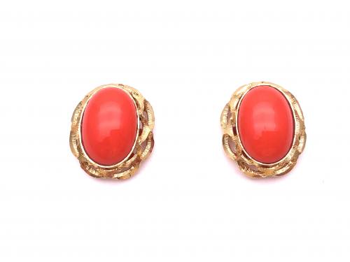 18ct Synthetic Coral Stud Earrings