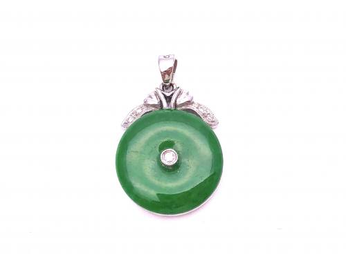 18ct Jade and Diamond Pendant