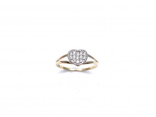 9ct Yellow Gold CZ Heart Ring
