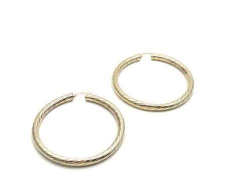 9ct Yellow Gold Large Twisted Hoops