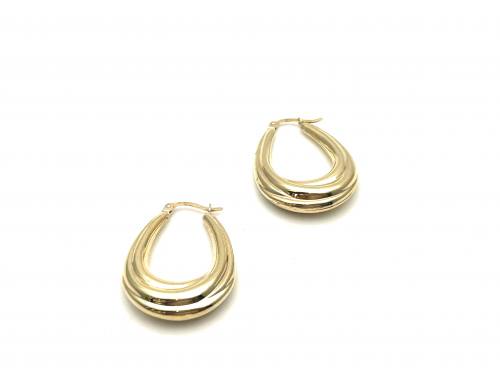9ct Yellow Gold Oval Hoop Earrings