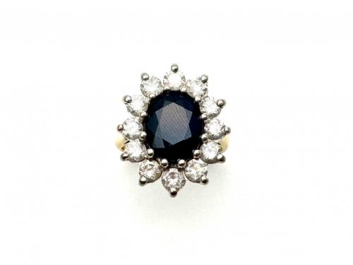 Sapphire & Diamond Cluster Ring