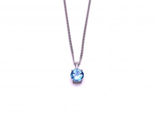 Silver Blue Topaz Pendant and Chain