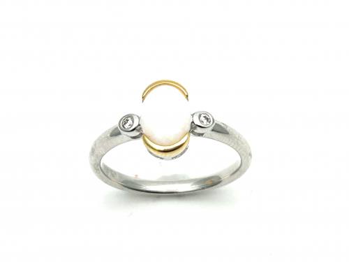 Silver & Gold Plated Opal & CZ Ring