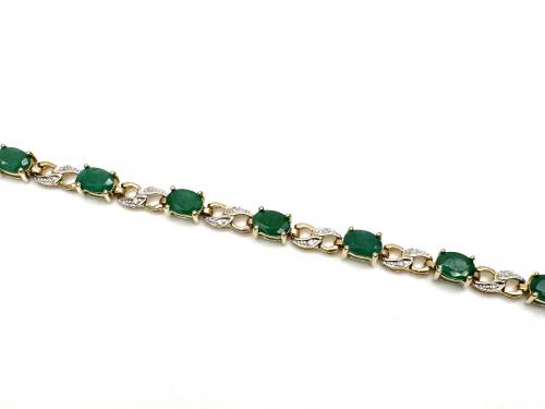 9ct Emerald & Diamond Bracelet