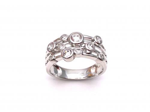 Silver Multi Band CZ Bubble Ring Size Q