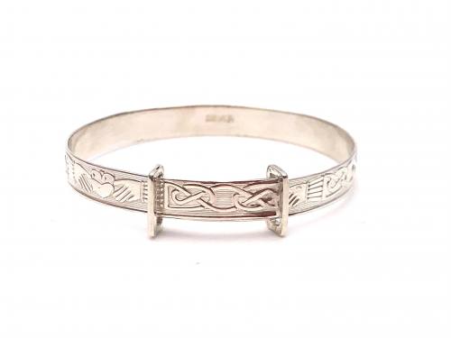 Silver Claddagh Expandable Baby Bangle