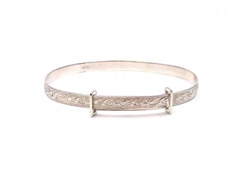 Silver Filagree Pattern Baby Bangle