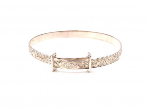 Silver Filagree Pattern Baby Bangle