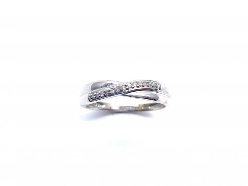 9ct White Gold Diamond Crossover Ring