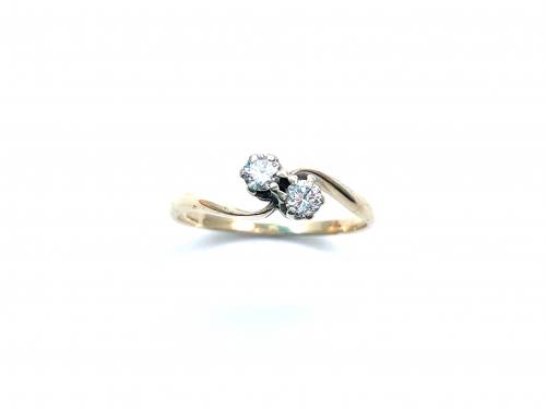 9ct Yellow Gold Diamond 2 Stone Ring