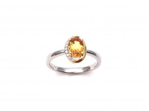 Silver & Gold Plated Citrine Ring
