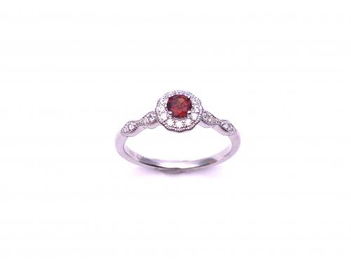 Silver Garnet & CZ Cluster Ring