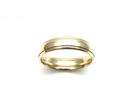 9ct Two Colour Wedding Ring 6mm