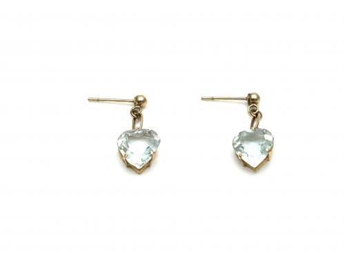 9ct Heart Aquamarine Drop Earrings