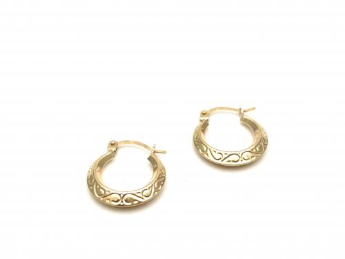 9ct Yellow Gold Small Hoop Earrings 10mm