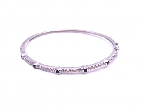 Silver Sapphire and CZ Bangle