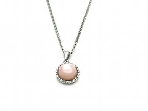 Silver Pink Mother of Pearl Pendant & Chain