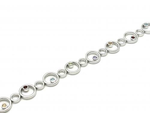 Silver Semi Precious Gem Stone Bracelet