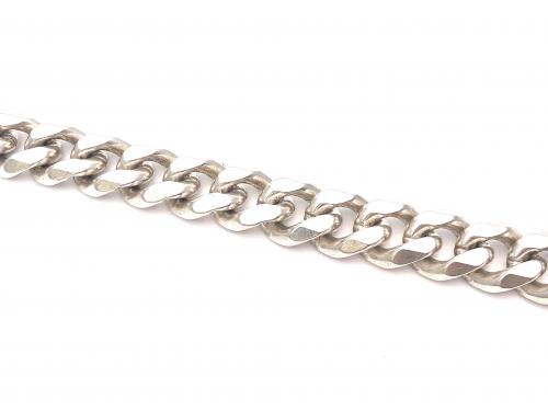 Silver Flat Curb Bracelet 8 Inches.