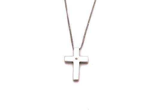 Silver Cross CZ Pendant & Chain