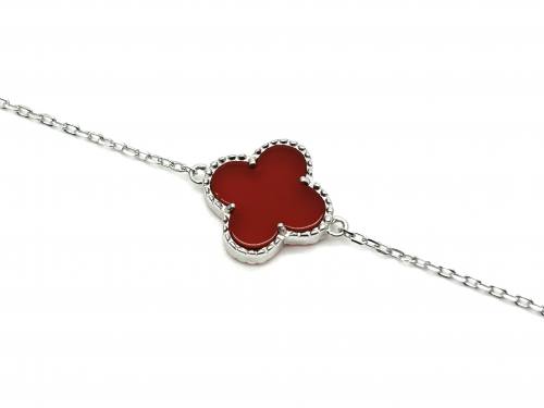 Silver Red Clover Bracelet