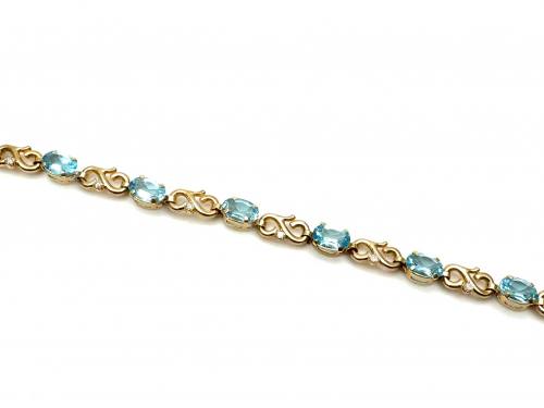 9ct Blue Topaz & Diamond Bracelet