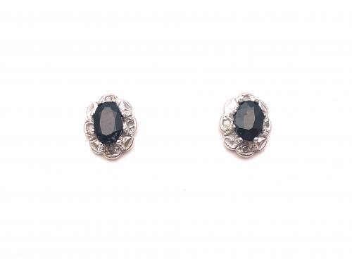 9ct Sapphire & Diamond Cluster Earrings