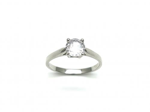 Silver CZ Solitaire Ring