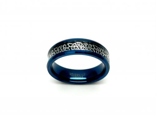 Tungsten Carbide & Carbon Fibre Celtic Inlay Ring