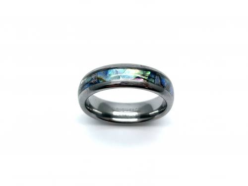 Tungsten Carbide & Abalone Shell Inlay Ring