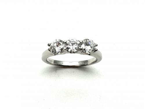 Platinum Diamond 3-Stone Ring 1.05ct