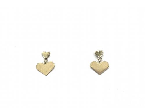 9ct Yellow Gold Heart Drop Earrings