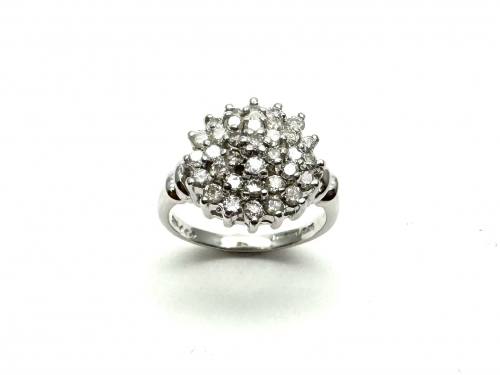 9ct White Gold Diamond Cluster Ring