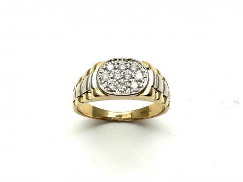 18ct Yellow Gold Diamond Gents Ring