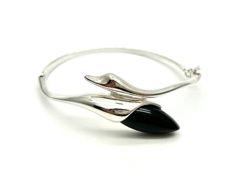Whitby Jet Fancy Crossover Bangle