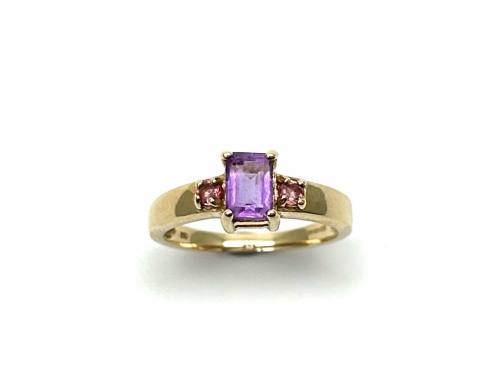 9ct Yellow Gold Amethyst & Tourmaline