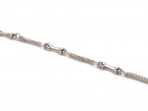 Silver Bones Bracelet 7.5 Inch