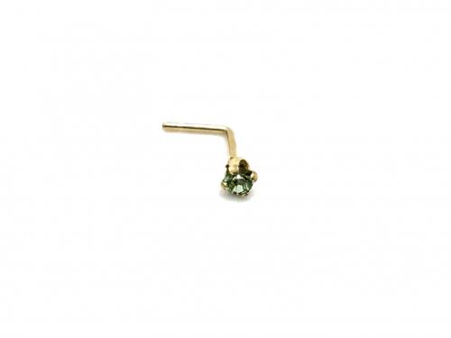 9ct Yellow Gold Green Crystal Nose Stud